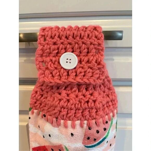 Crochet Top Kitchen Towel- Hello Summer  ( watermelons) - Picture 2 of 2
